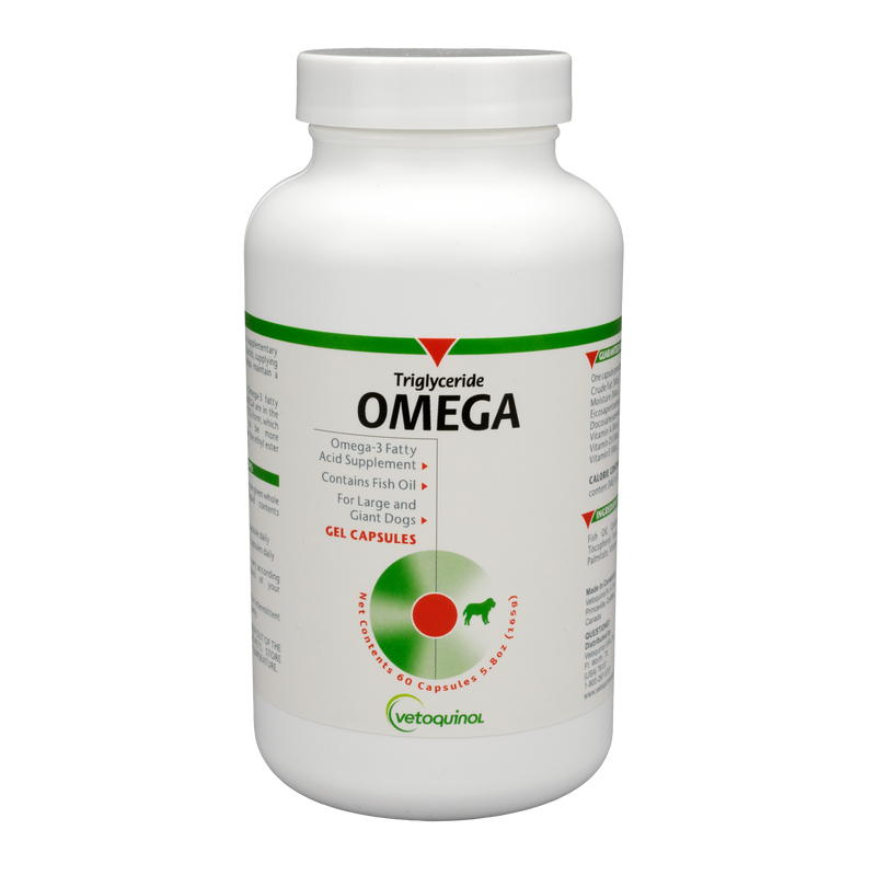 Vetoquinol Triglyceride Omega Capsules, 2000 mg for Large Dogs over 60 lbs