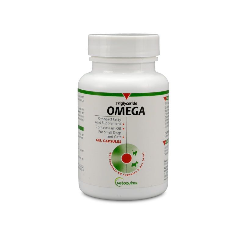 Vetoquinol Triglyceride Omega Capsules, 600 mg for Small Dogs & Cats up to 30 lbs
