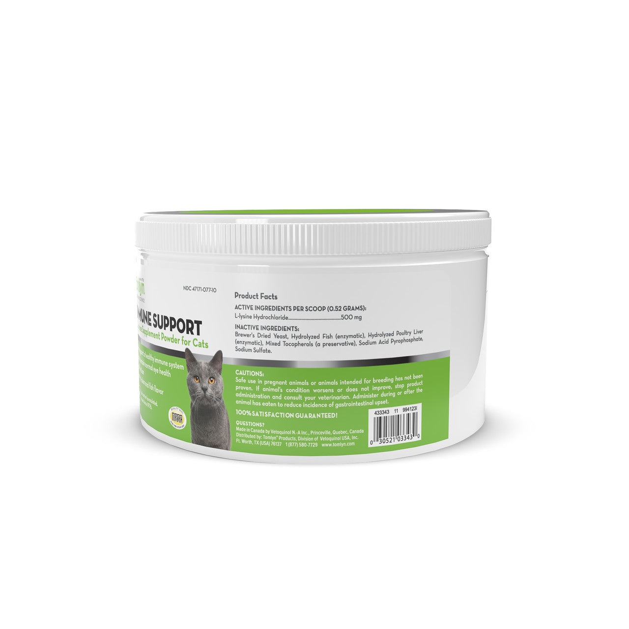 Right of Tomlyn L-Lysine Immune Support Chicken and Fish Flavored Powder for Cats, 3.5 oz.