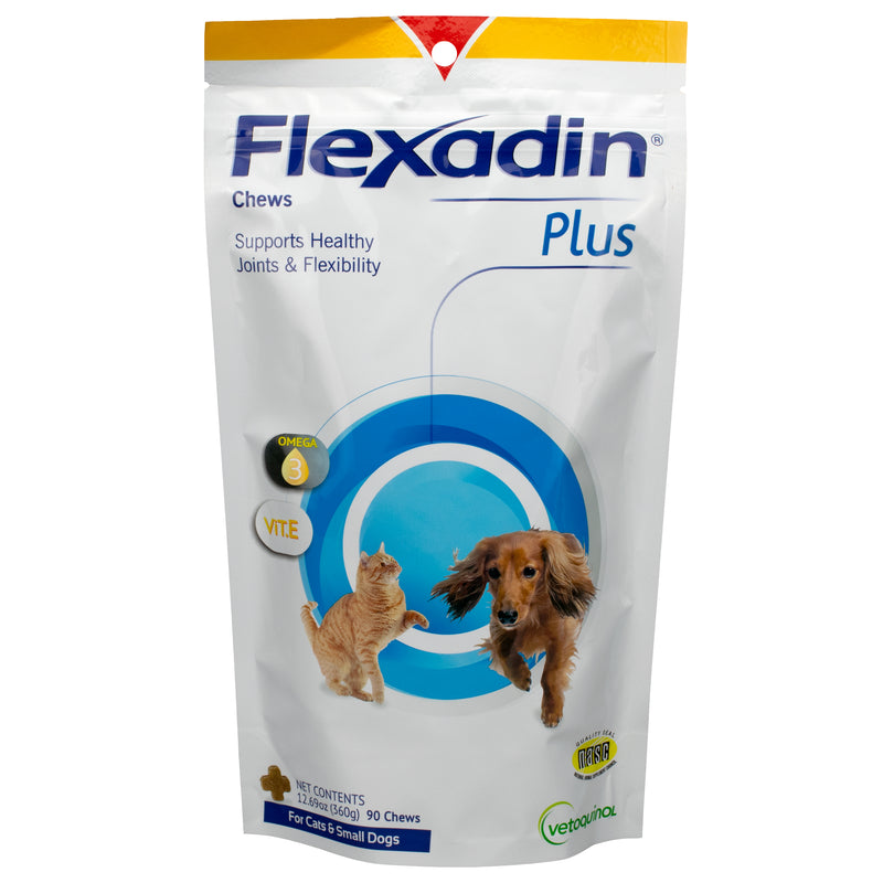 Vetoquinol Flexadin Plus Mini Joint Support with Glucosamine for Small Dogs and Cats, 90 chews