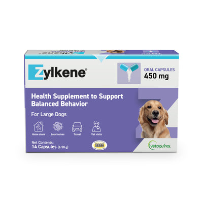 Vetoquinol Zylkene Calming Supplement, 450 mg for Large Dogs, 33-132 lbs