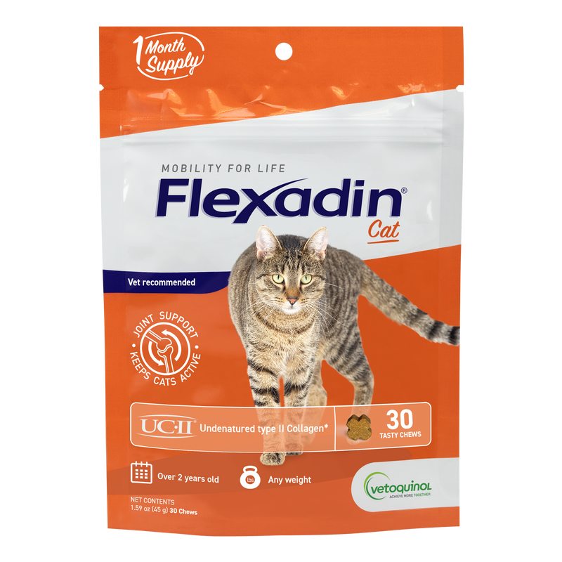 Vetoquinol Flexadin Cat Joint Supplement Chews with Undenatured Type II Collagen, 30-count bag