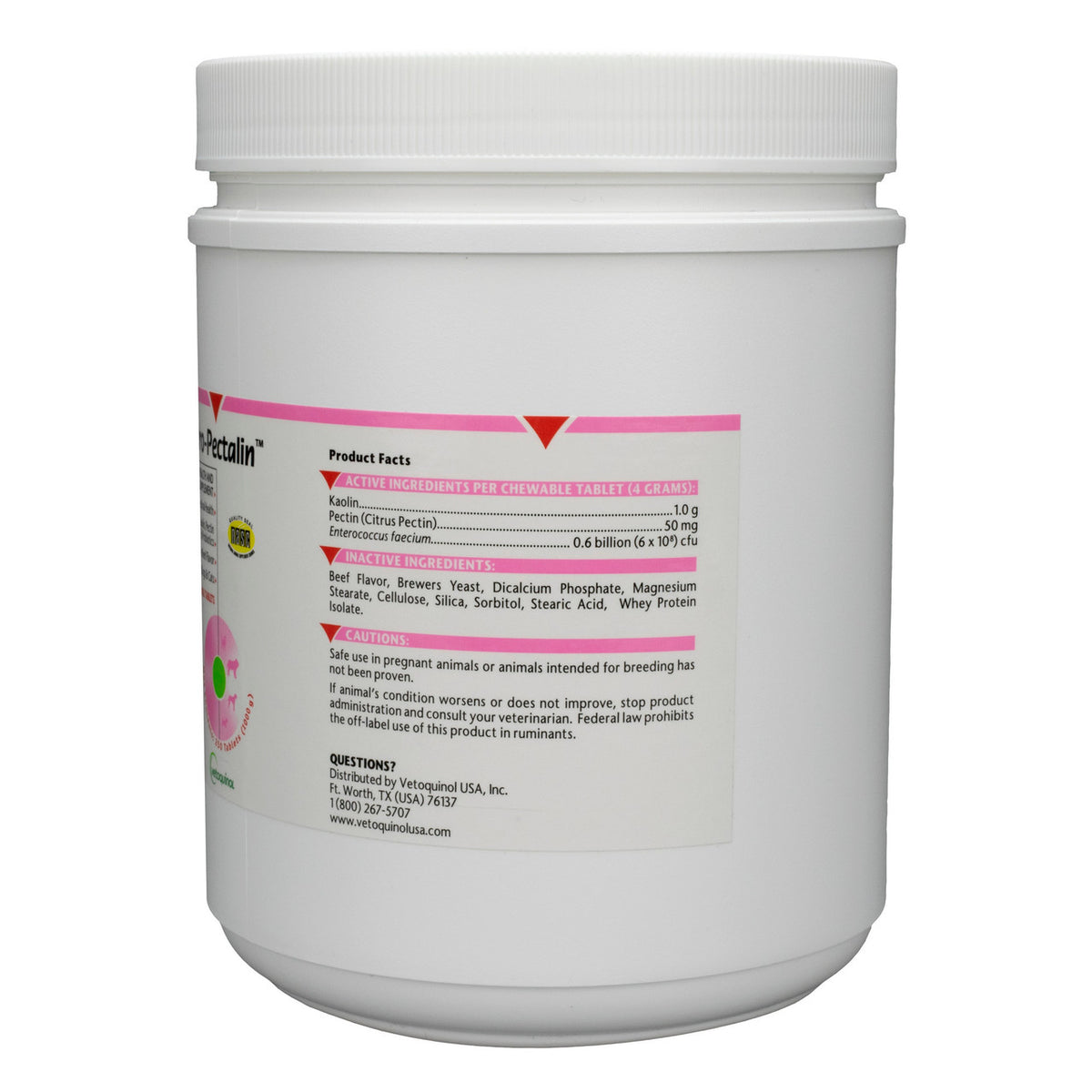 Pro-Pectalin Digestive Health and Probiotic Supplement Beef-Flavored Chewable Tablets for Dogs and Cats, Ingredients
